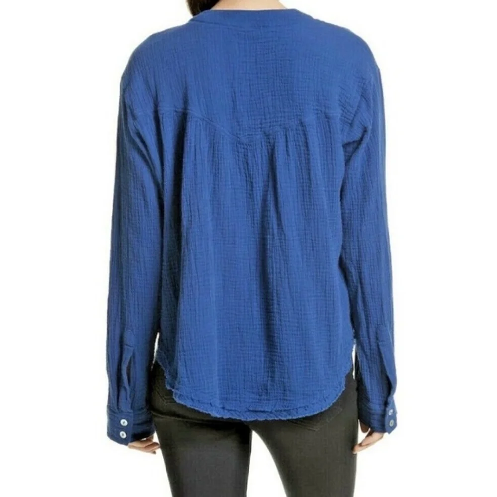 Free People Sapphire Changing Horizons Pullover Blouse - Picture 4 of 7